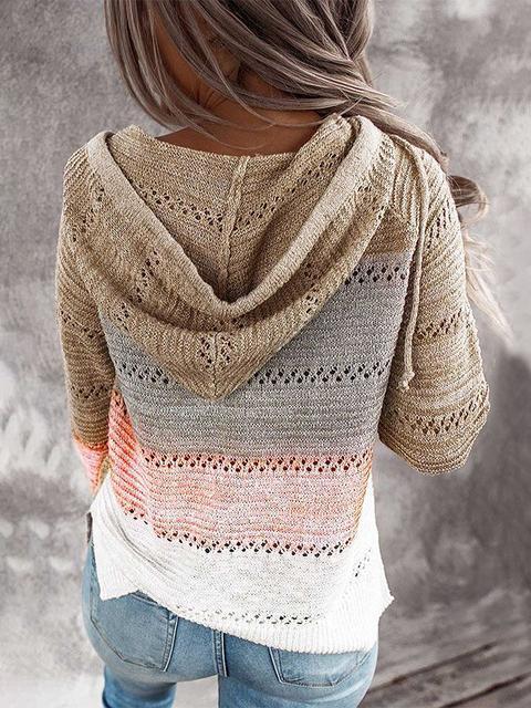 Hollow Out Knitted Lightweight Casual Long sleeve Tops