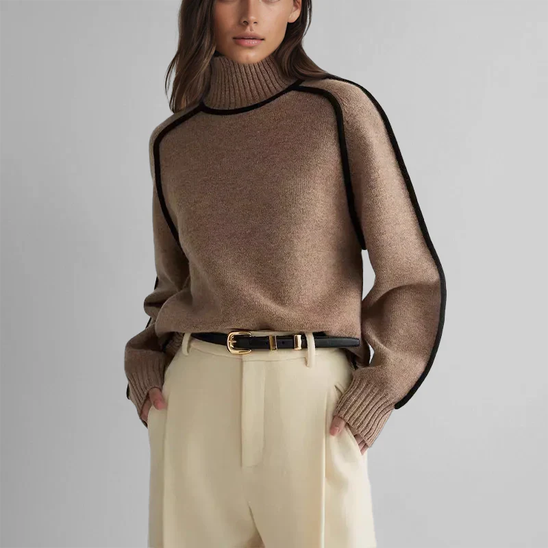 Elena Soft-Knit Ribbed Neck Sweater