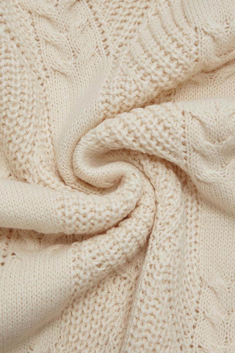 Solid Mixed Knit V Neck Sweater