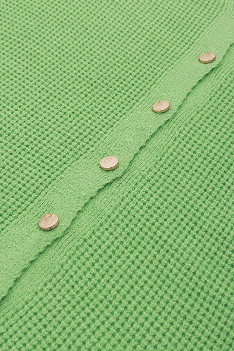 Waffle Knit Button Through Sweater