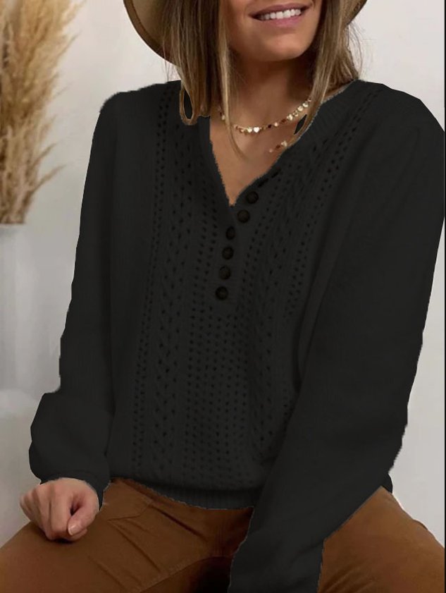 Long Sleeve  Cotton-blend  Crew Neck Casual  Winter  White Knit